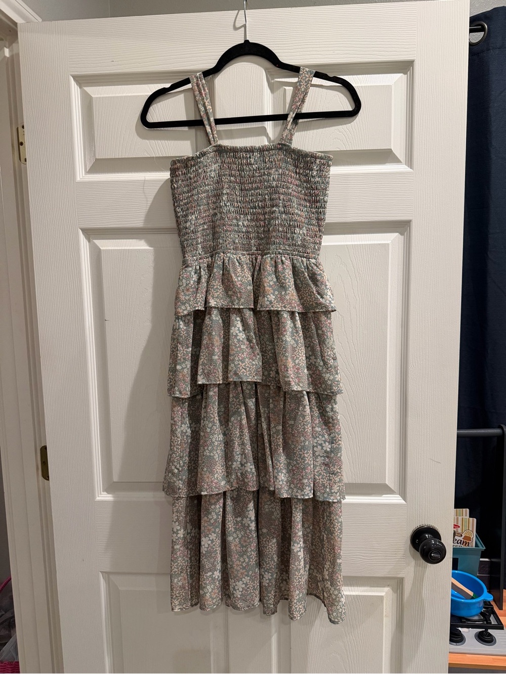 Floral Tiered Smocked Sundress - Pink/Green